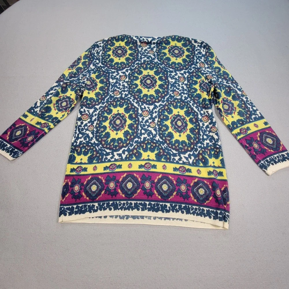 Talbots Merino Wool Sweater Medallion Print Knit Womens Petite Small Lightweight